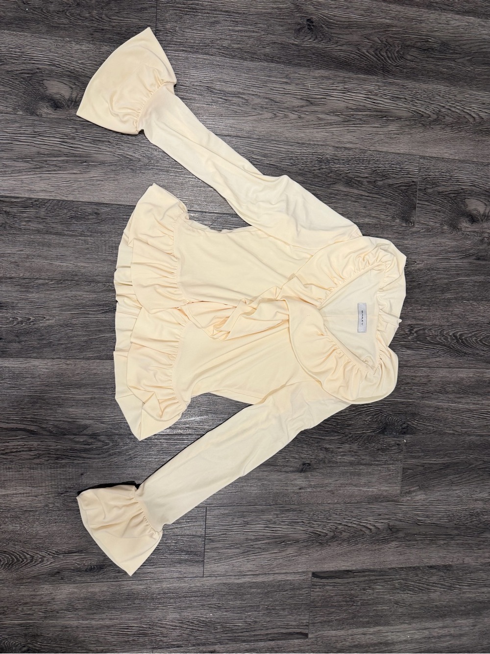 Bailey 44 Cream Ruffle Peplum Long-Sleeve Top
